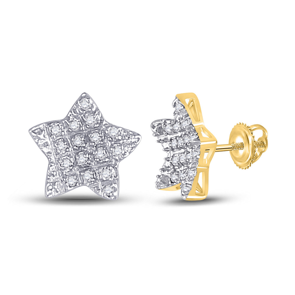 Gold Star Earrings 1/10 Cttw Round Natural Diamond Mens grams)