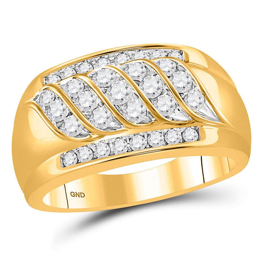 14kt Yellow Gold Mens Round Diamond Wedding Band Ring 1 Cttw