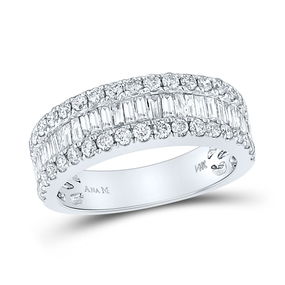 14kt White Gold Womens Baguette Diamond Anniversary Band Ring 1-1/2 Cttw