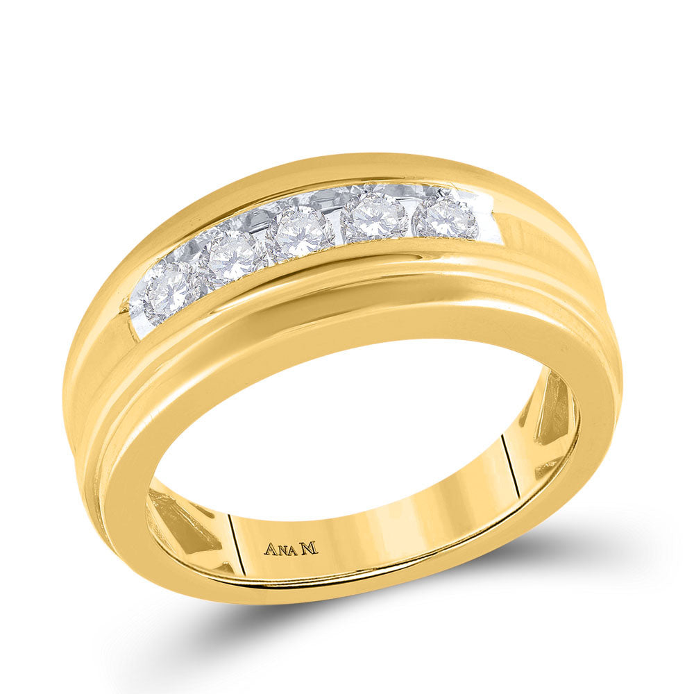Gold Band Wedding Ring 1/2 Cttw Round Natural Diamond Mens (6.91 grams)