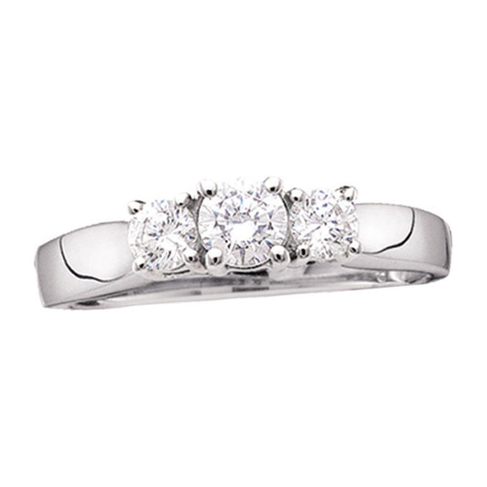 14kt White Gold Round Diamond 3-stone Bridal Wedding Engagement Ring 1/4 Cttw