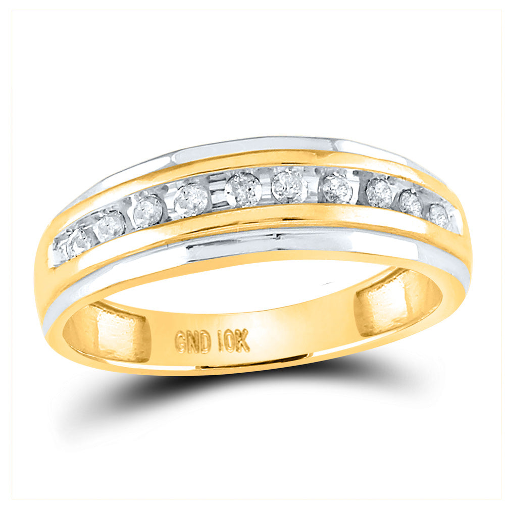 Gold Band Wedding Ring 1/4 Cttw Round Natural Diamond Mens (3.48 grams)