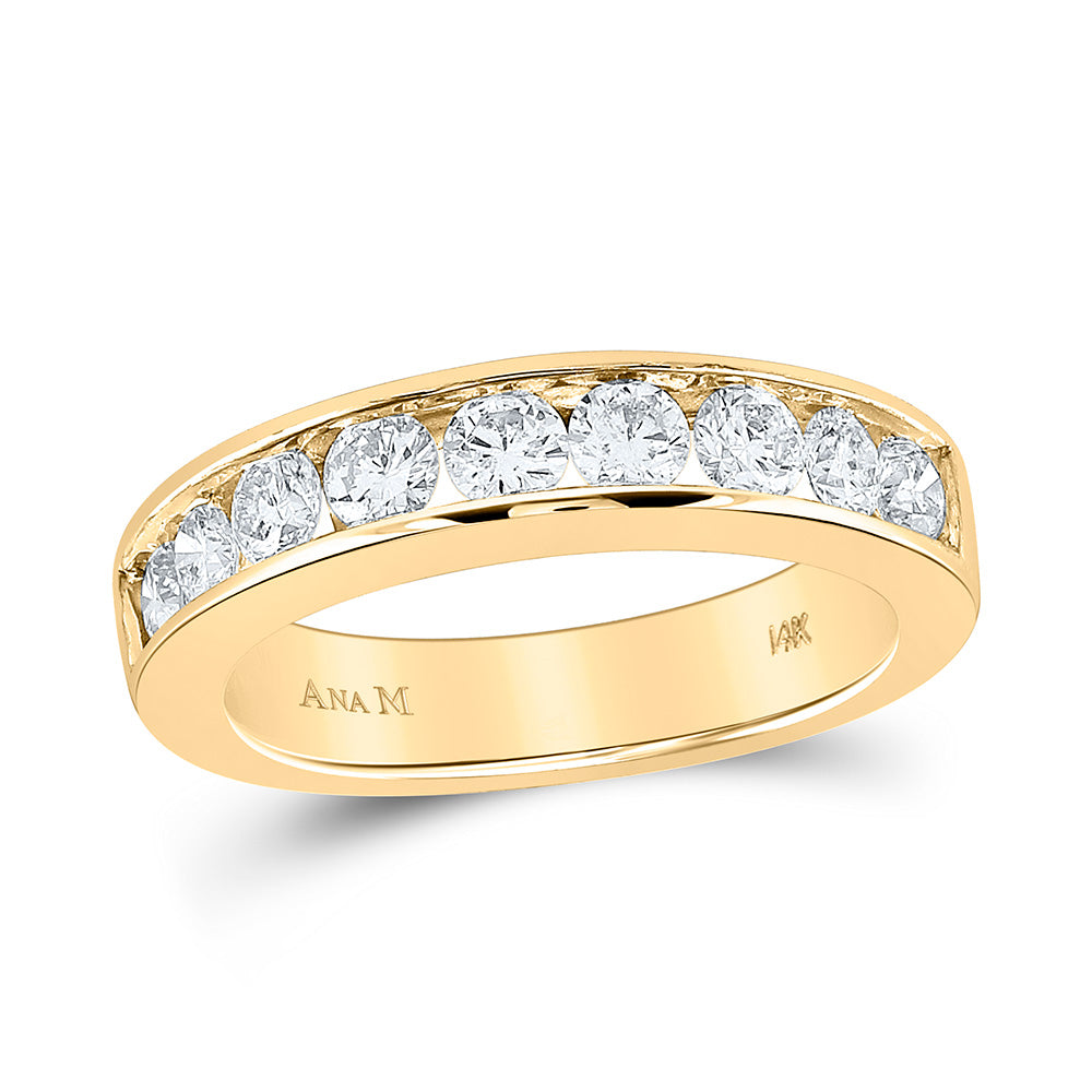 Gold Band Wedding Band 1 Cttw Round Natural Diamond Womens (5.46 grams)