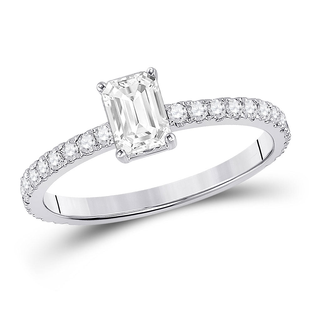 Gold Solitaire Bridal Wedding Engagement Ring 1 Cttw Emerald Natural Diamond Womens (1.38 grams)