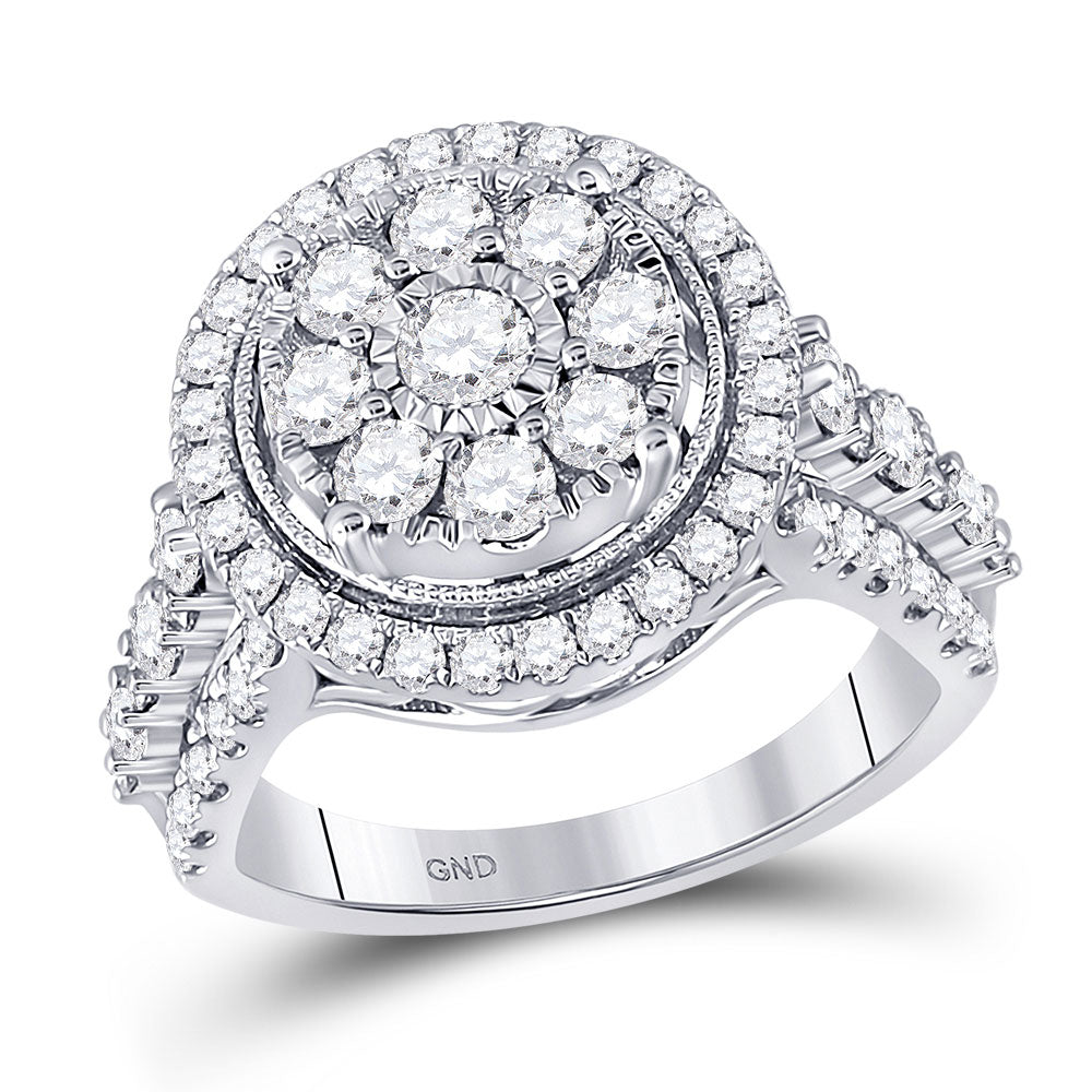 Gold Cluster Bridal Wedding Engagement Ring 1-3/4 Cttw Round Natural Diamond Womens