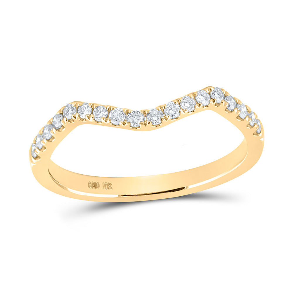 Gold Band Wedding Band 1/5 Cttw Round Natural Diamond Womens (1.62 grams)
