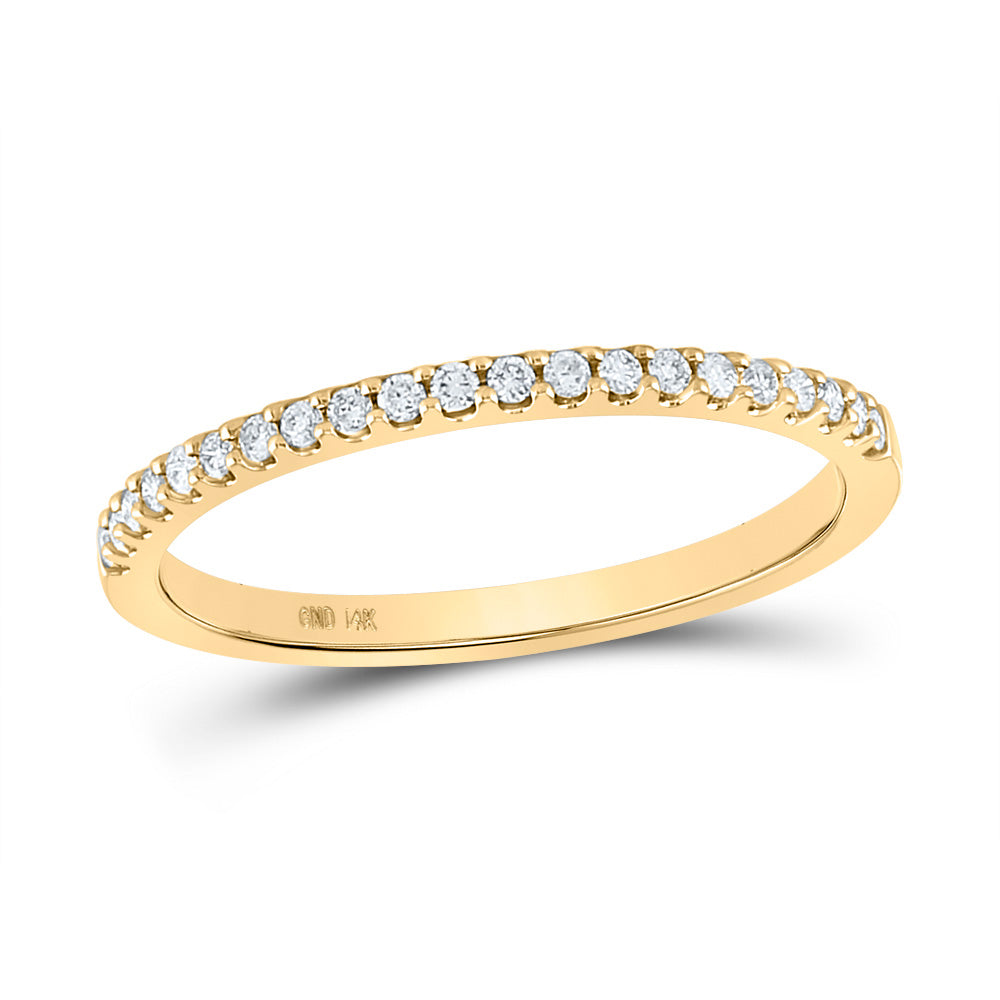 Gold Band Wedding Band 1/6 Cttw Round Natural Diamond Womens