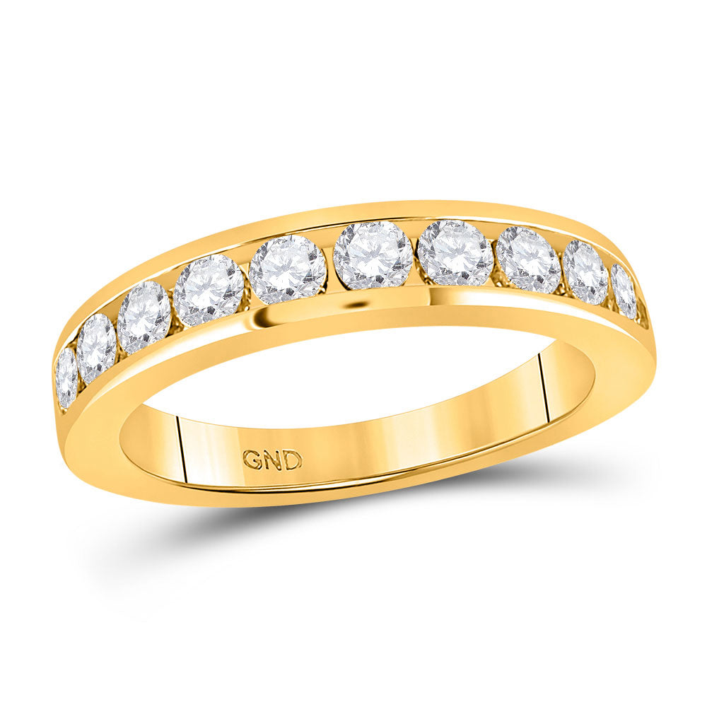 Gold Band Wedding Band 1 Cttw Round Natural Diamond Womens