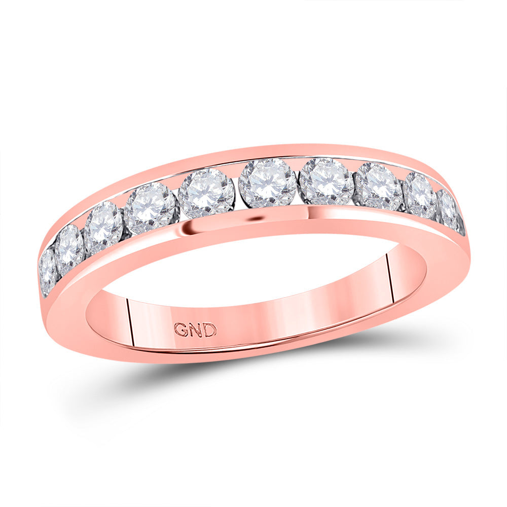 Gold Band Wedding Band 1 Cttw Round Natural Diamond Womens