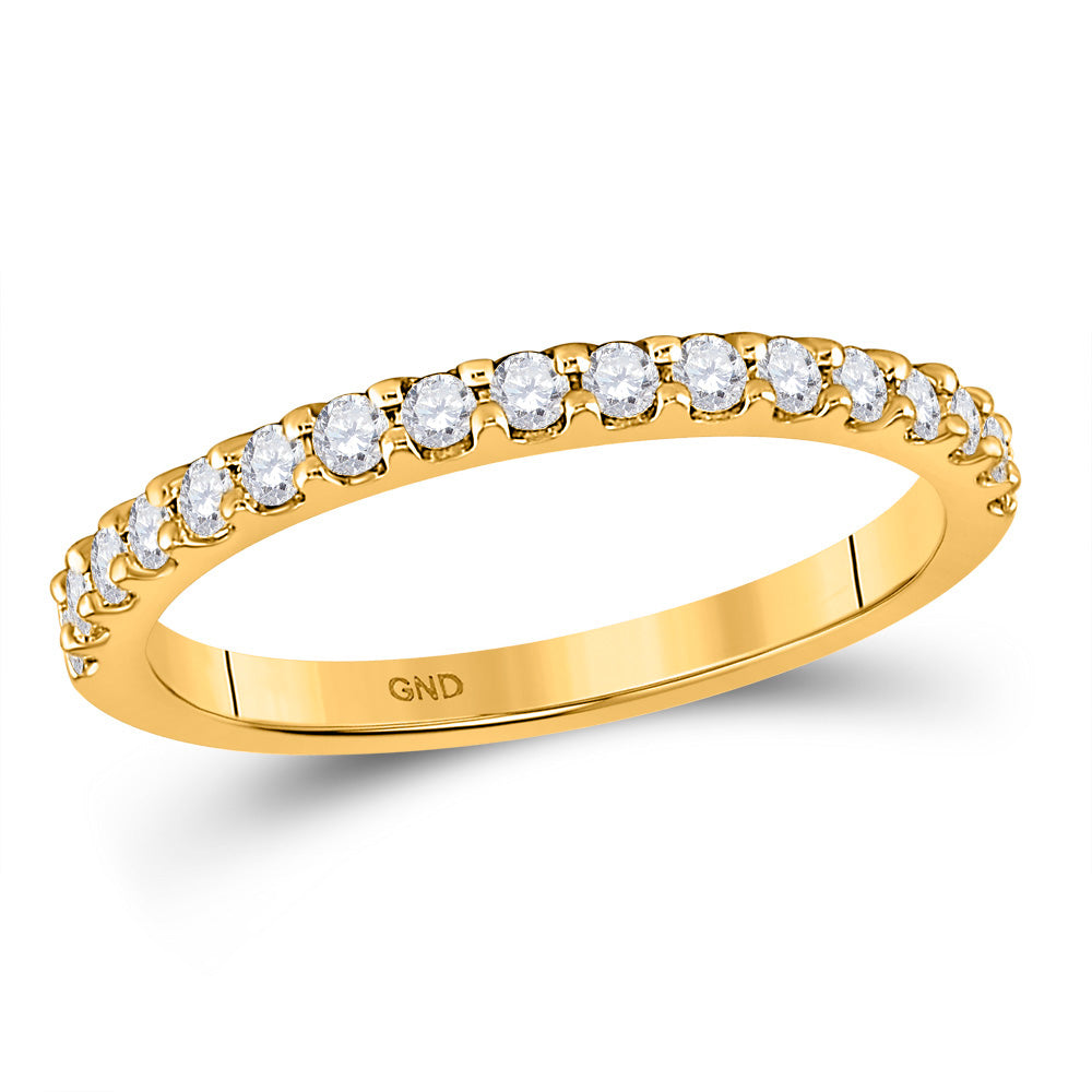 Gold Band Wedding Band 1/3 Cttw Round Natural Diamond Womens