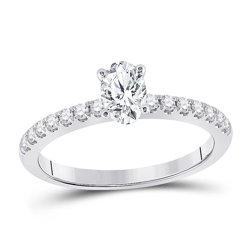 Gold Solitaire Bridal Wedding Engagement Ring 3/4 Cttw Oval Natural Diamond Womens (2.32 grams)