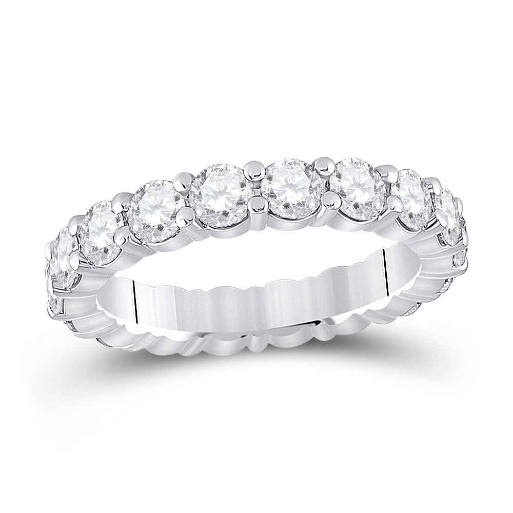 14kt White Gold Womens Round Diamond Eternity Wedding Band 3 Cttw