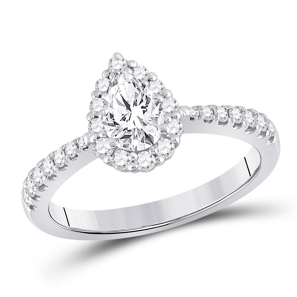 Gold Solitaire Bridal Wedding Engagement Ring 1 Cttw Pear Natural Diamond Womens (3.66 grams)