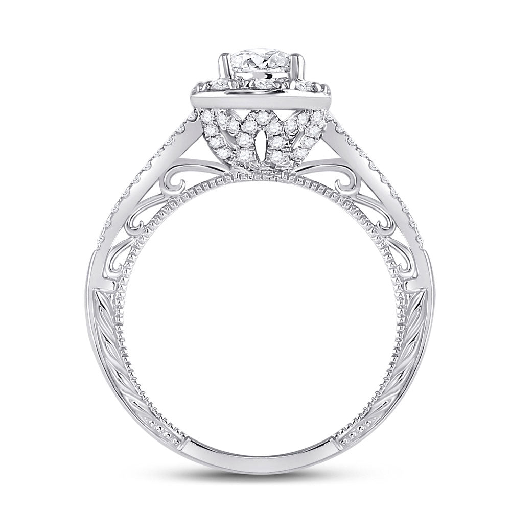 14kt White Gold Pear Diamond Solitaire Bridal Wedding Engagement Ring 1 Cttw