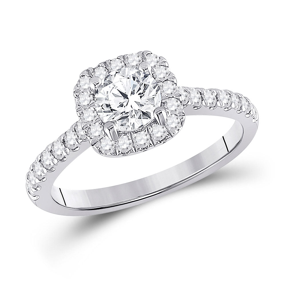 Gold Halo Bridal Wedding Engagement Ring 1-1/3 Cttw Round Natural Diamond Womens (3.56 grams)