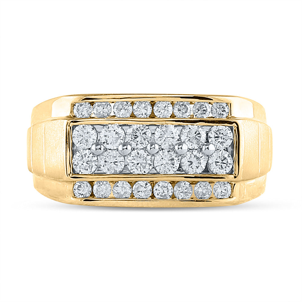 14kt Yellow Gold Mens Round Diamond Band Ring 1-1/2 Cttw