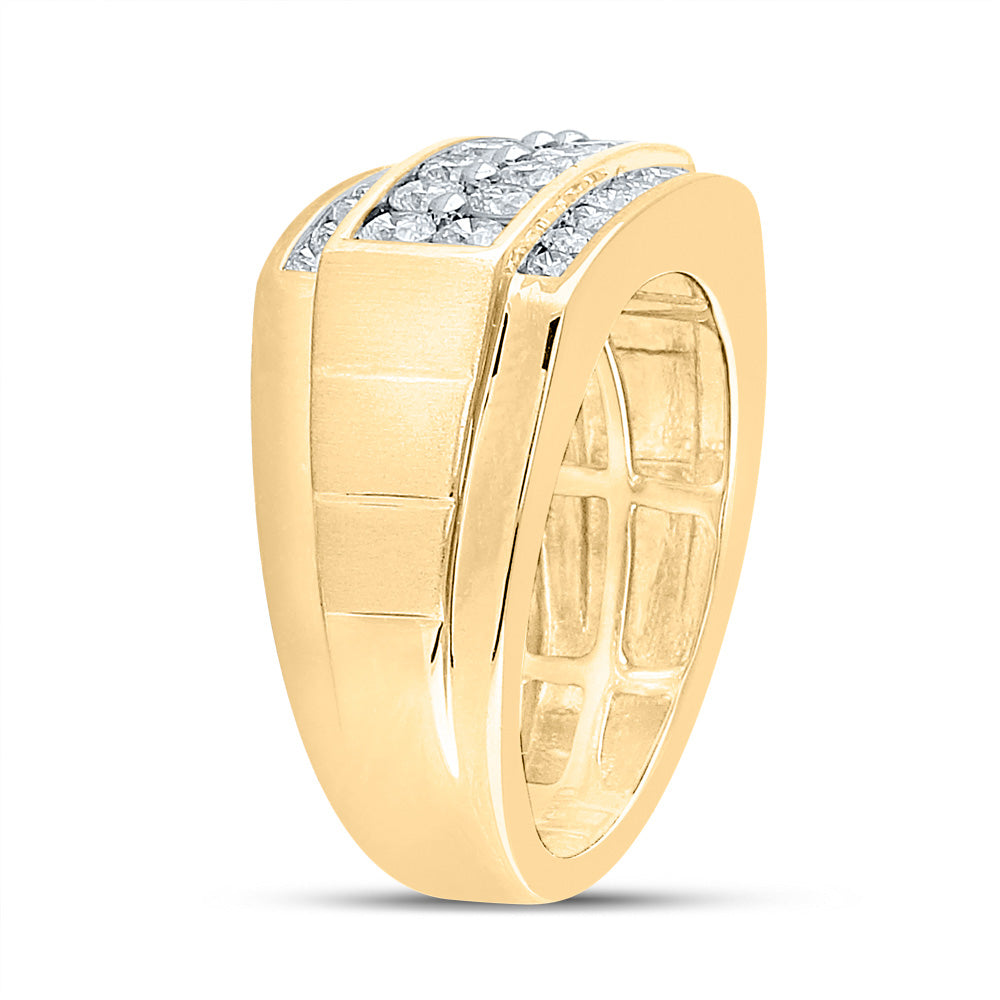 14kt Yellow Gold Mens Round Diamond Band Ring 1-1/2 Cttw