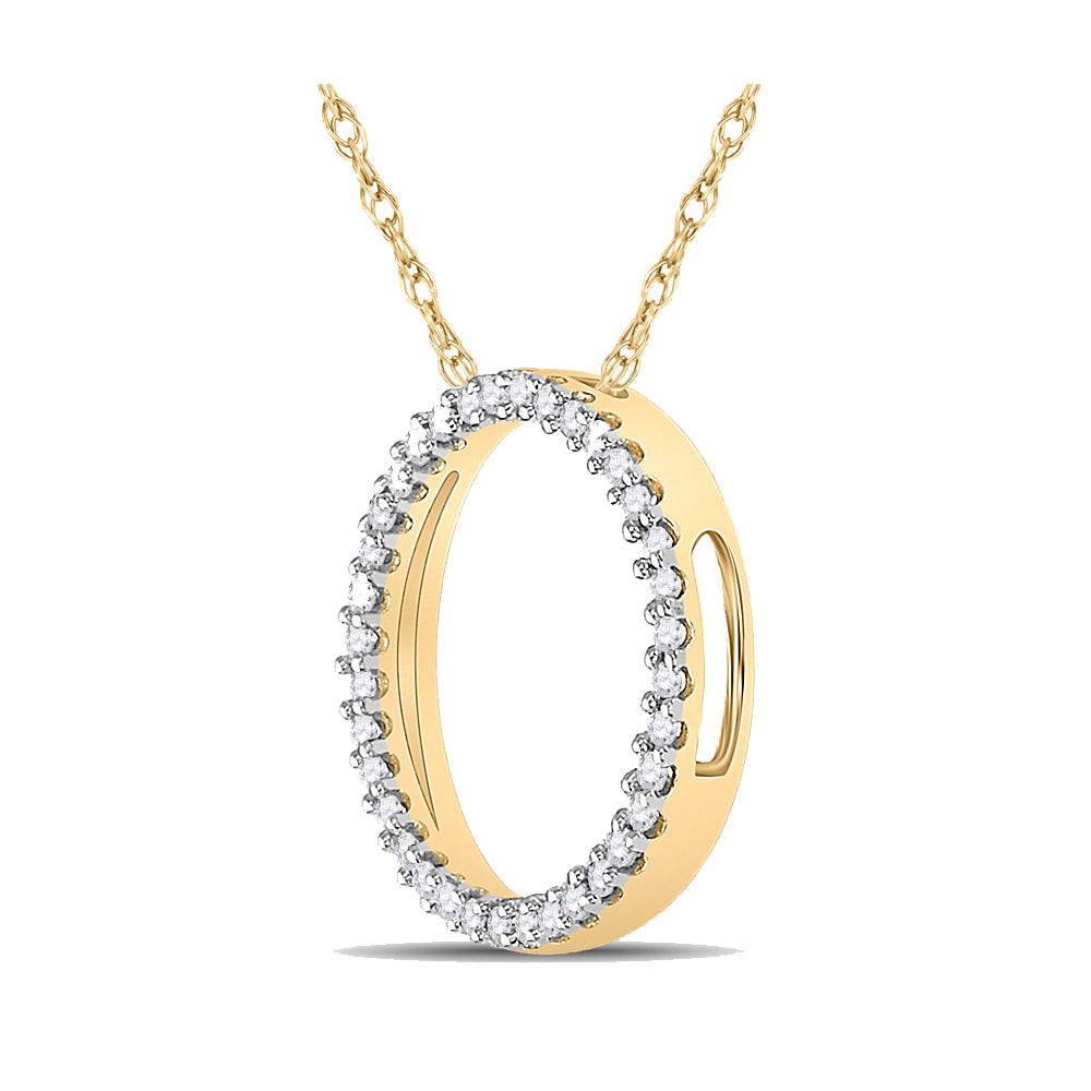 10kt Yellow Gold Womens Round Diamond Circle Pendant 1/6 Cttw
