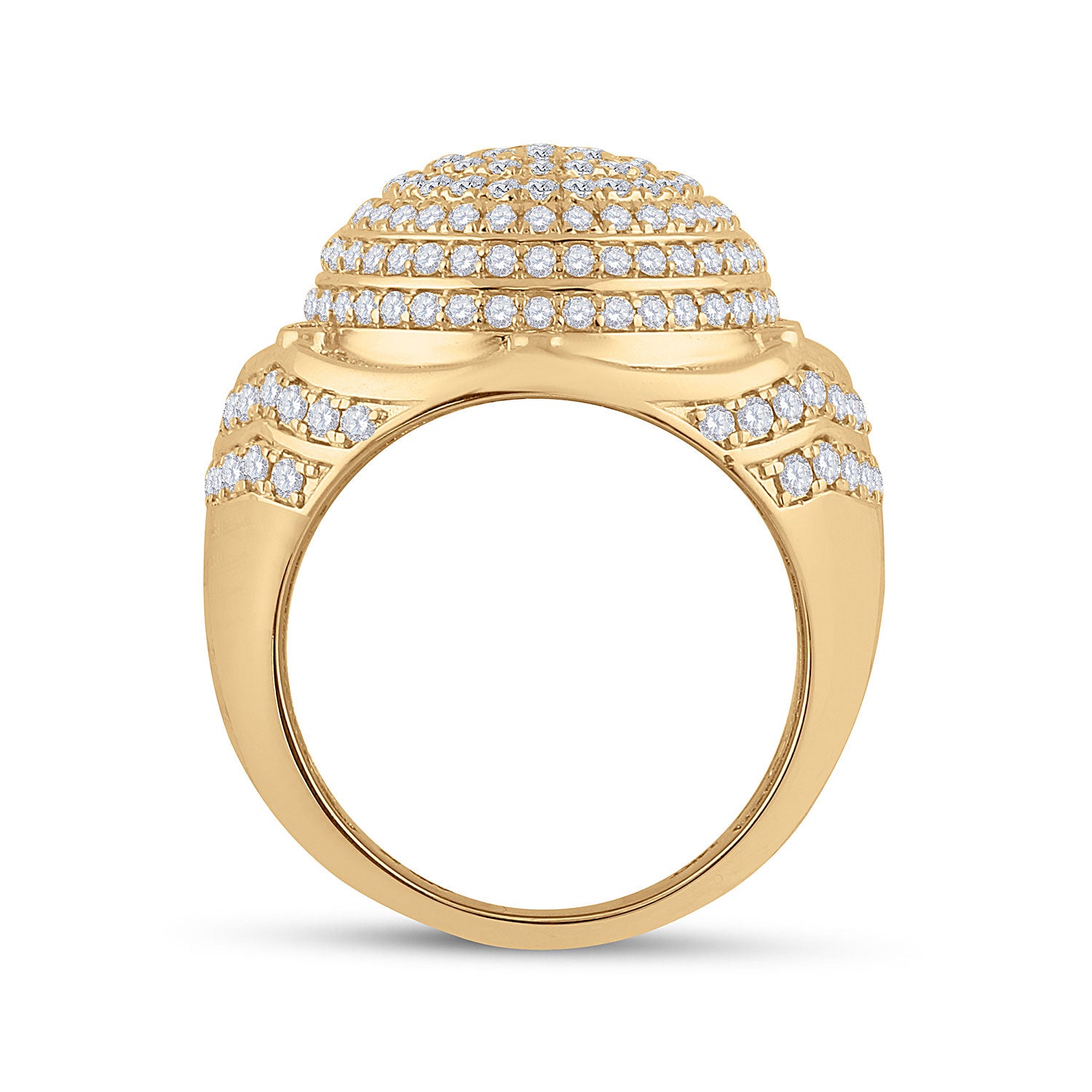 14kt Yellow Gold Mens Round Diamond Circle Cluster Ring 2-1/2 Cttw