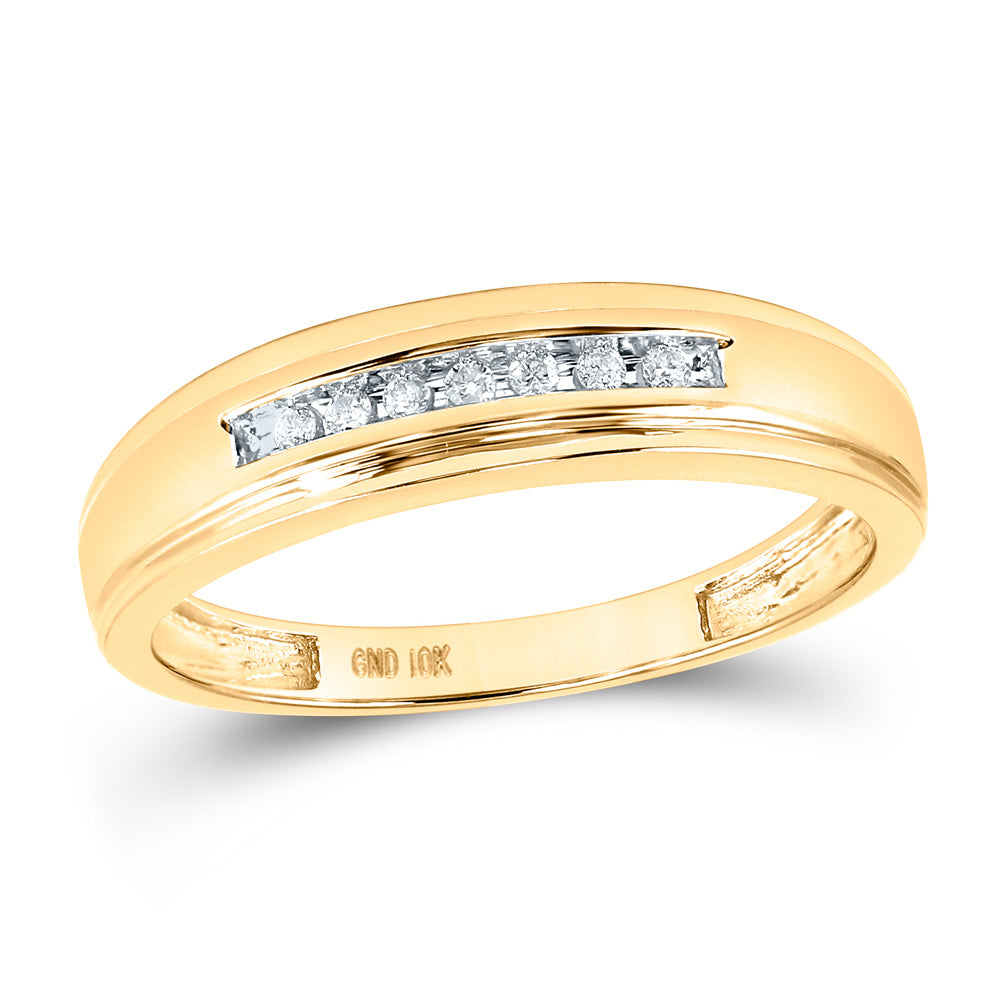 Gold Band Wedding Ring 1/12 Cttw Round Natural Diamond Mens (2.32 grams)