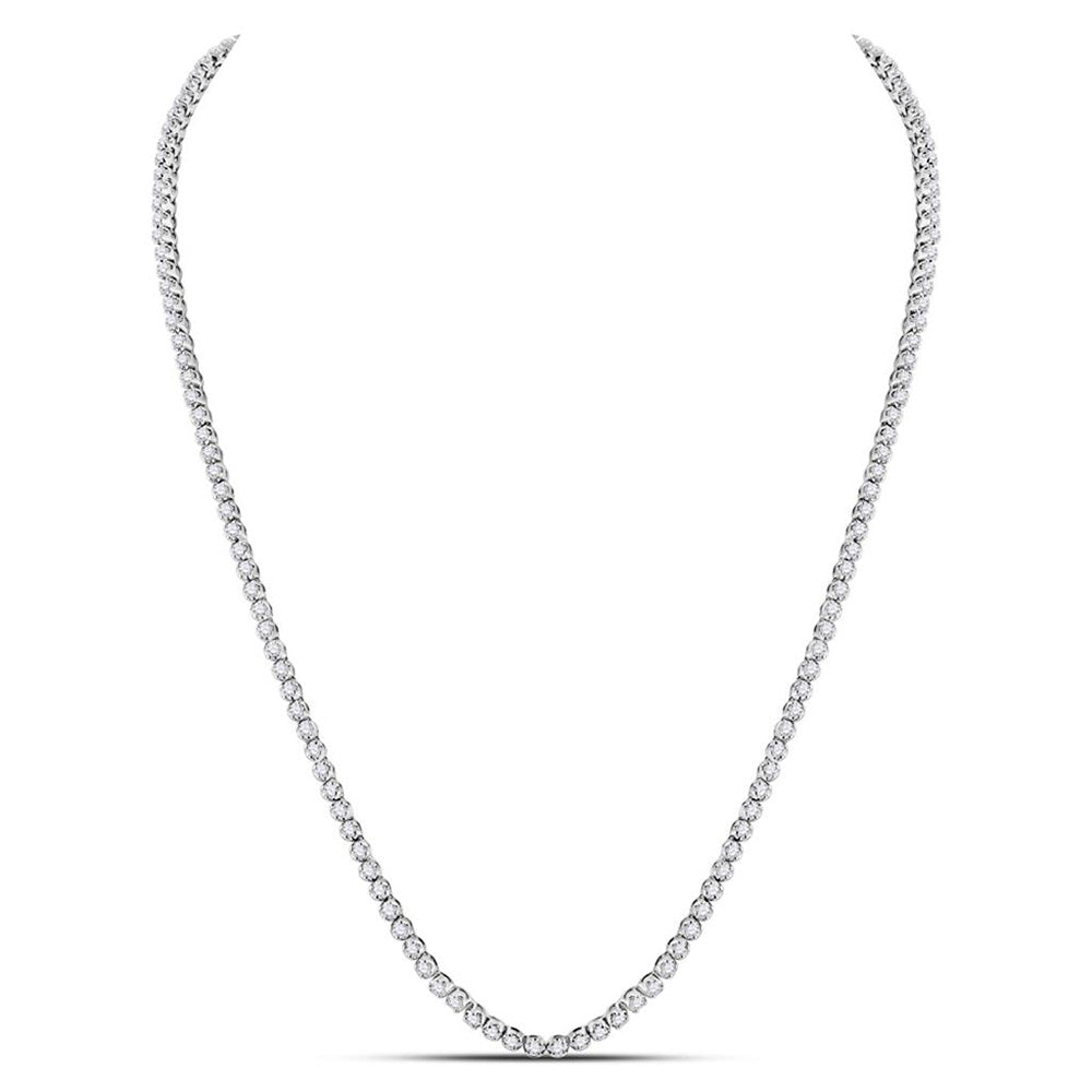 Gold 22-inch Tennis Chain Necklace 10 Cttw Round Natural Diamond Mens (25.98 grams)