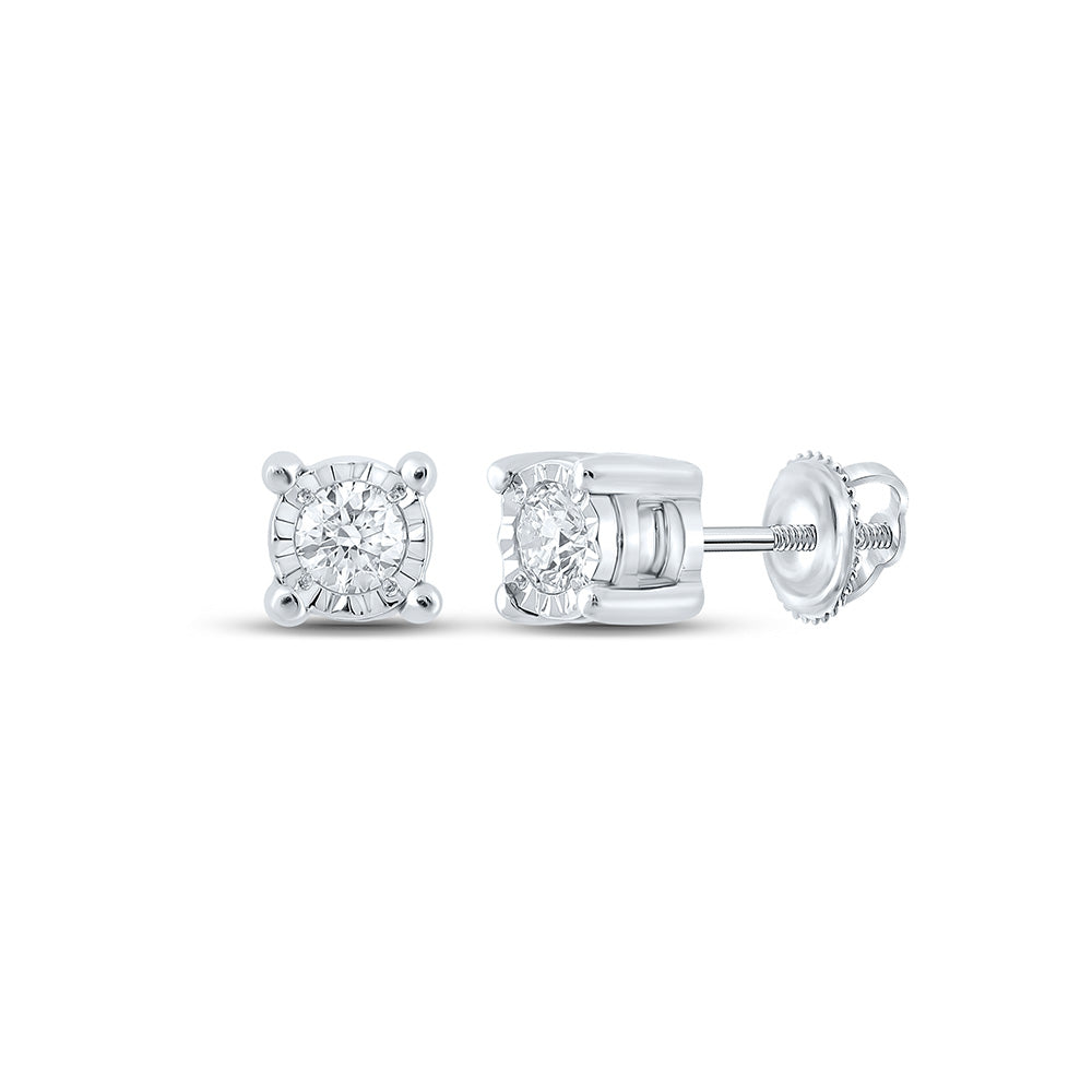 10kt White Gold Round Diamond Stud Earrings 1/6 Cttw