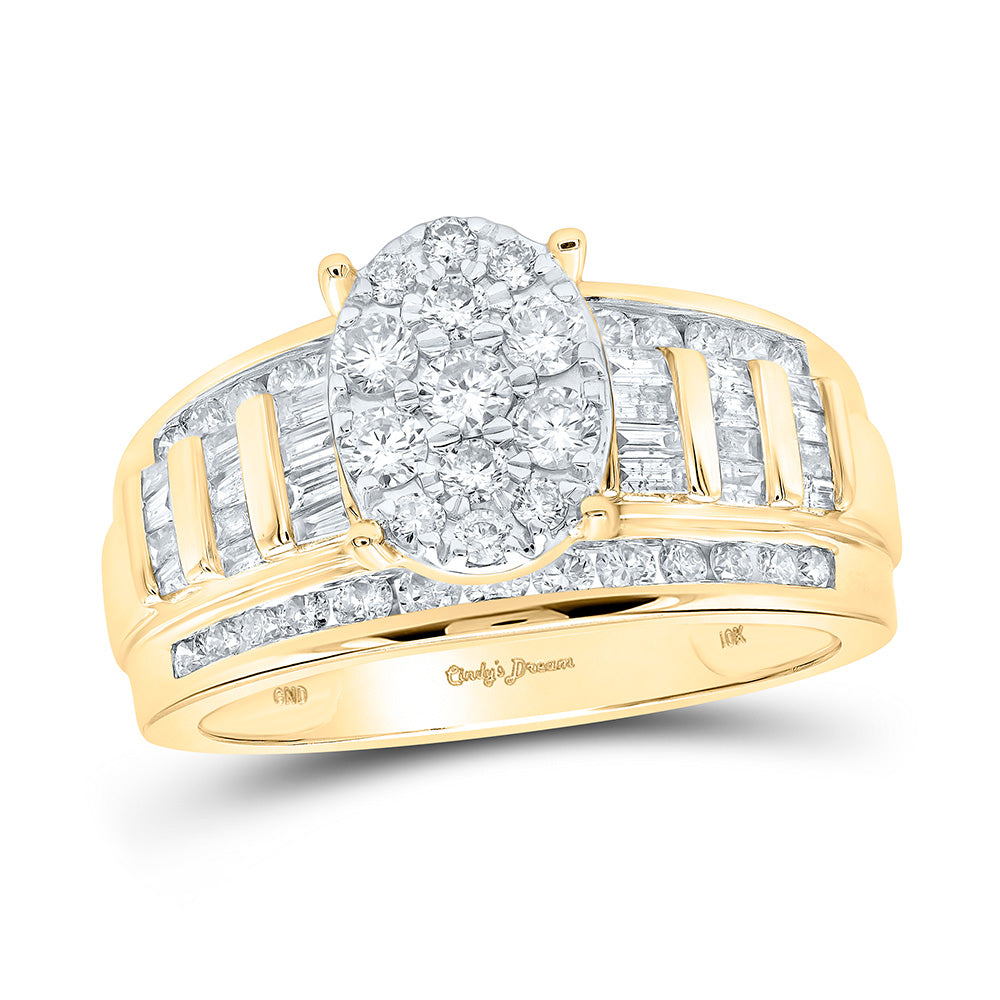 Gold Oval Cluster Bridal Wedding Engagement Ring 1 Cttw Round Natural Diamond Womens (4.8 grams)