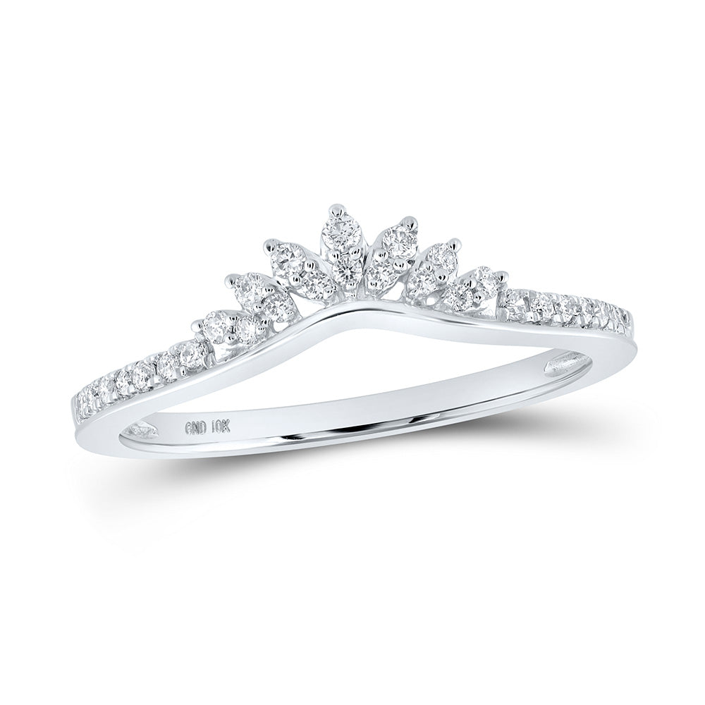10kt White Gold Womens Round Diamond Enhancer Wedding Band 1/6 Cttw