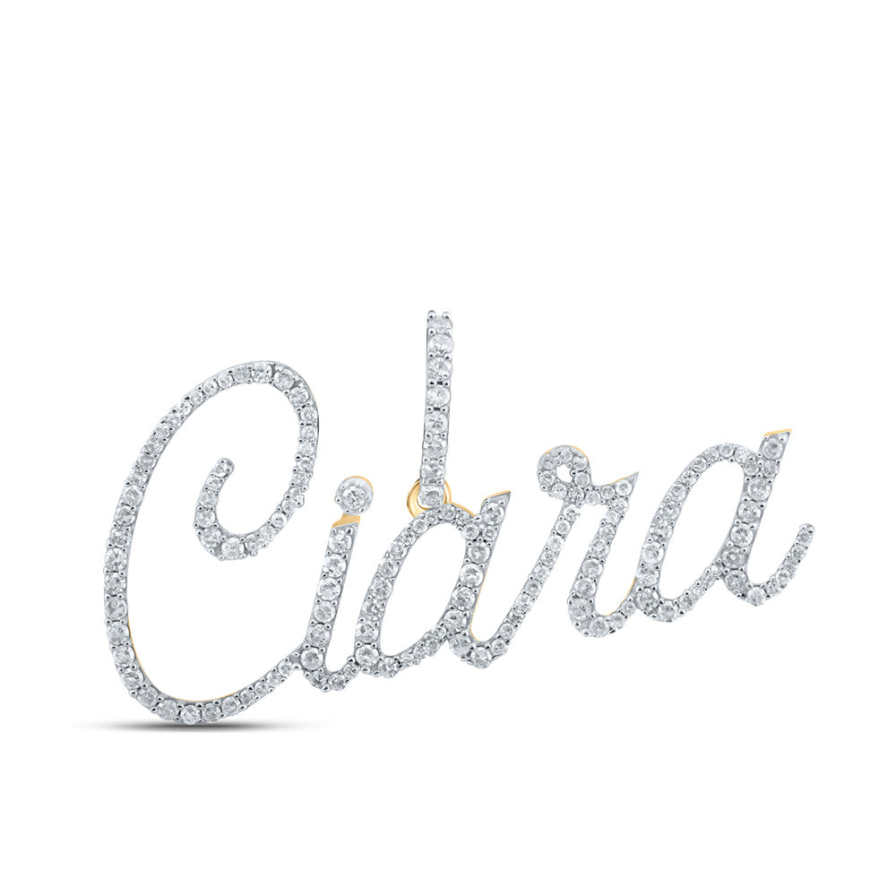 10kt Yellow Gold Womens Round Diamond Ciara Name Pendant 3/4 Cttw
