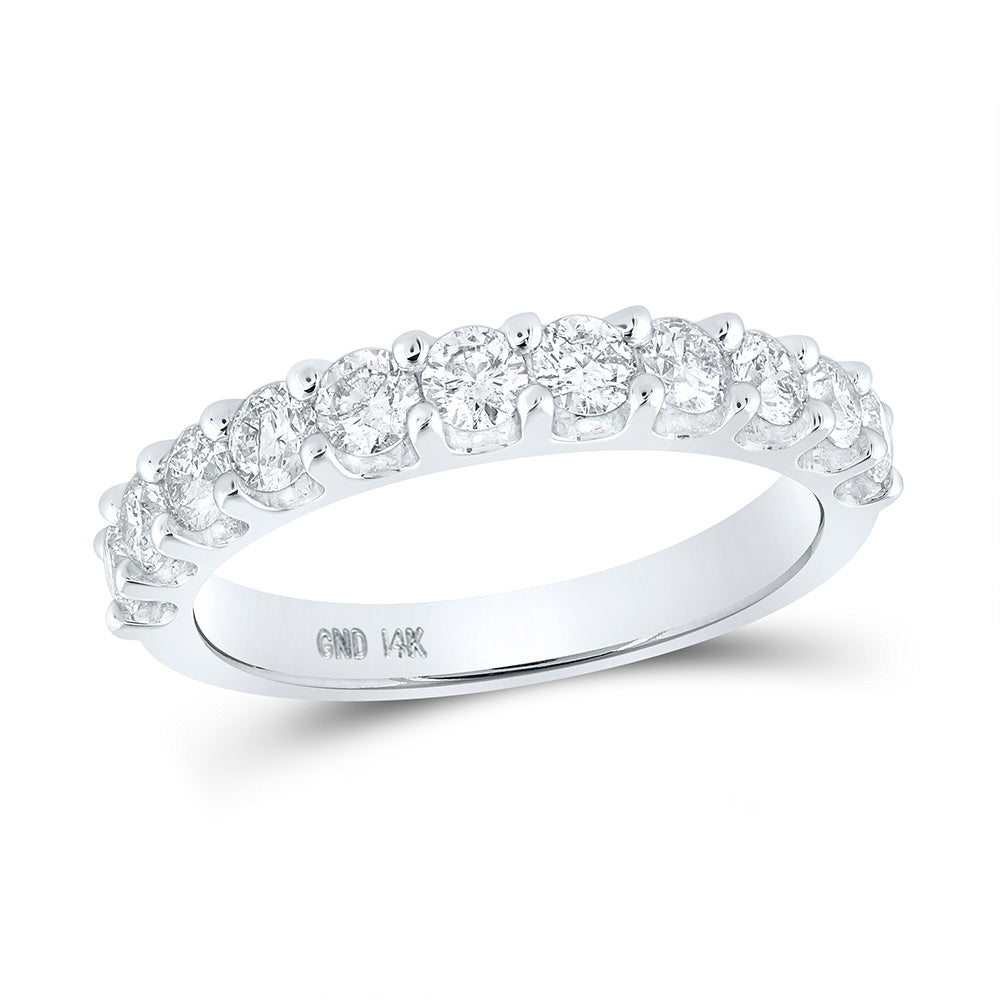 14kt White Gold Womens Round Diamond Wedding Band 1 Cttw