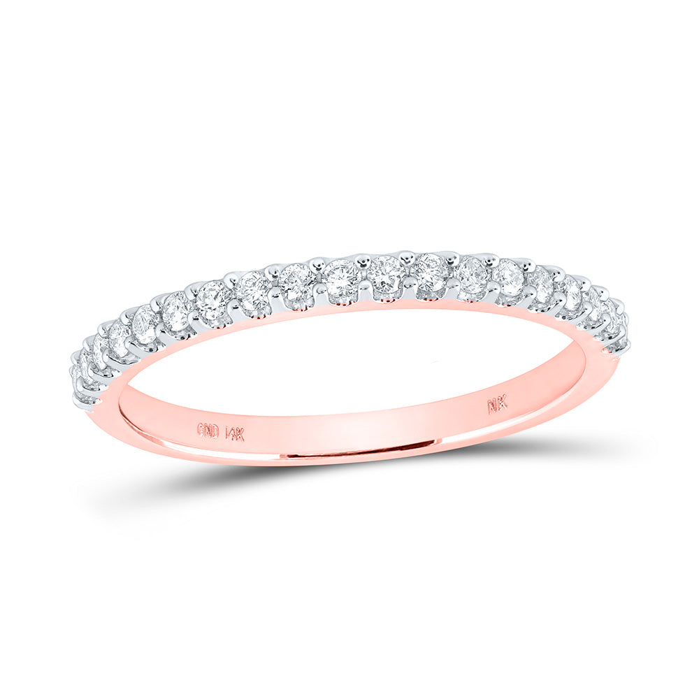 Gold Band Wedding Band 1/4 Cttw Round Natural Diamond Womens (1.63 grams)
