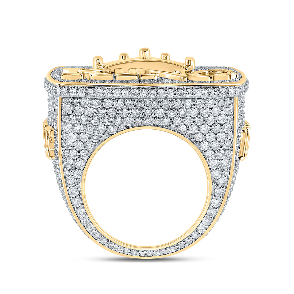 10kt Yellow Gold Mens Round Diamond KING Crown Ring 10-1/2 Cttw