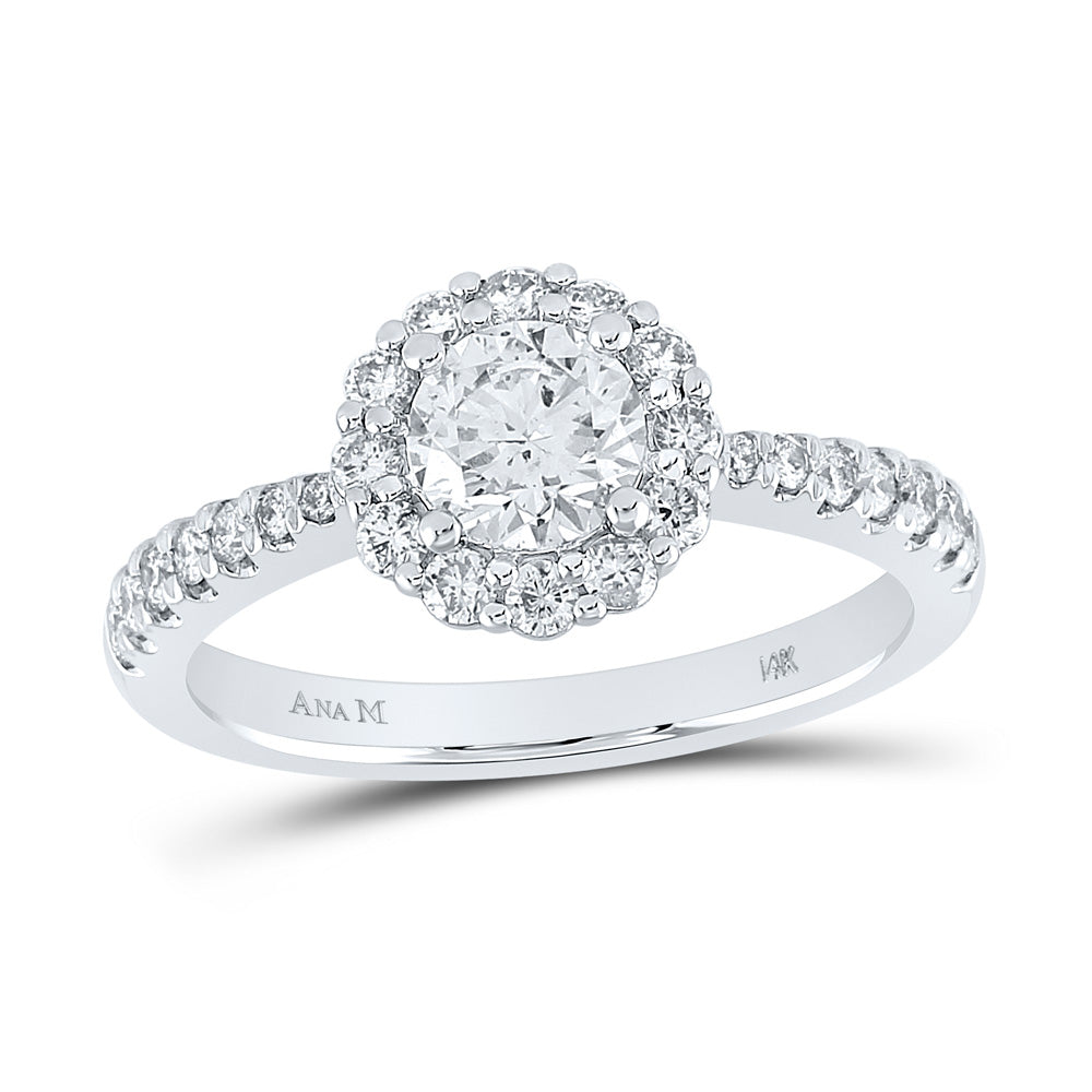 Gold Halo Bridal Wedding Engagement Ring 1-1/5 Cttw Round Natural Diamond Womens (3.74 grams)
