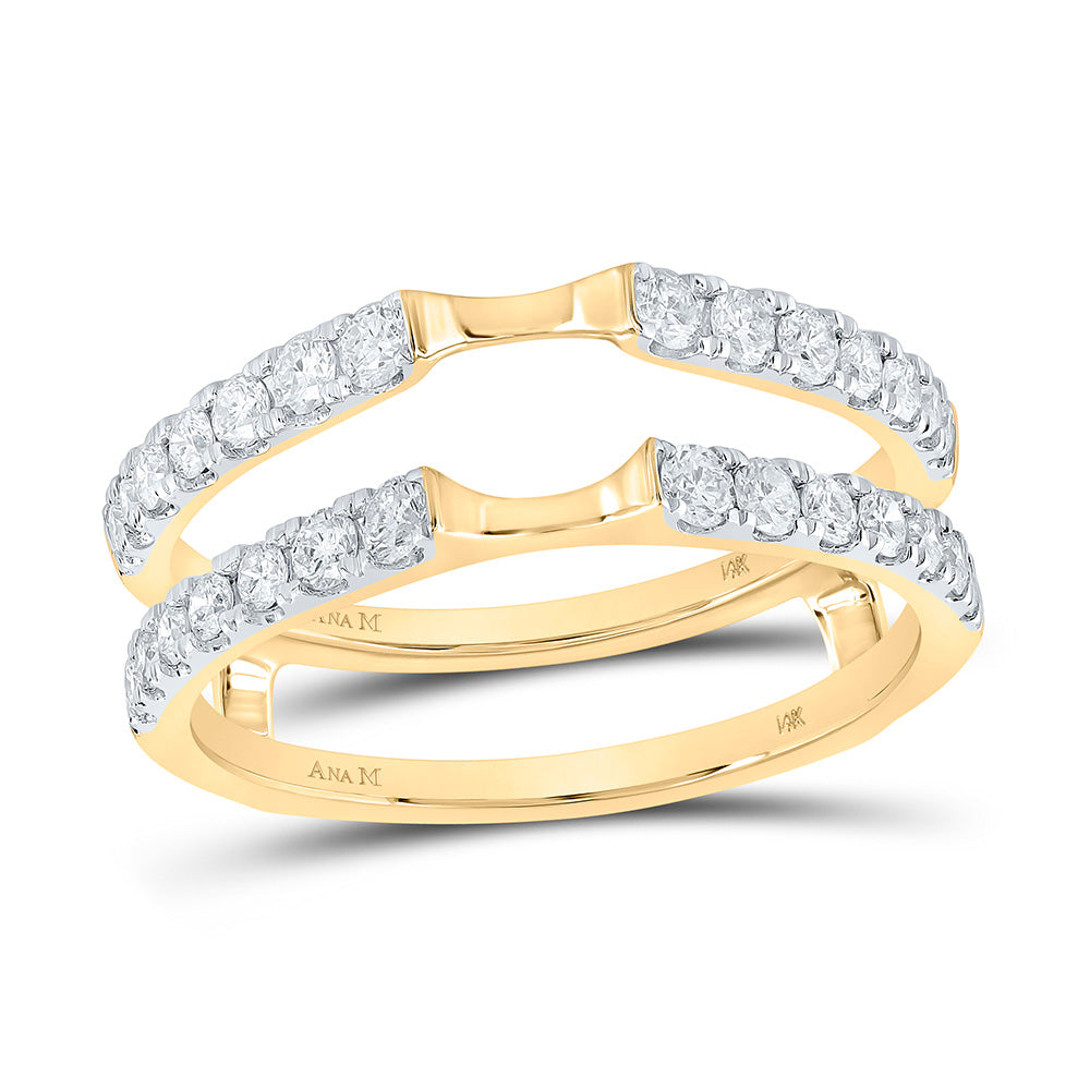 Gold Wrap Enhancer Wedding Band 5/8 Cttw Round Natural Diamond Womens (3.37 grams)