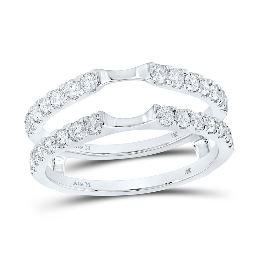 14kt White Gold Womens Round Diamond Wrap Enhancer Wedding Band 5/8 Cttw