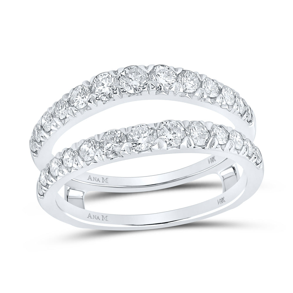 Gold Wrap Enhancer Wedding Band 1 Cttw Round Natural Diamond Womens (3.86 grams)