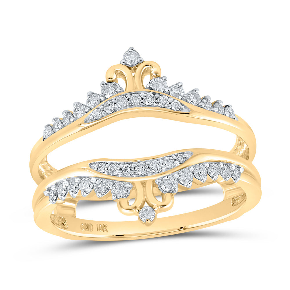 Gold Wrap Enhancer Wedding Band 1/3 Cttw Round Natural Diamond Womens (3.52 grams)