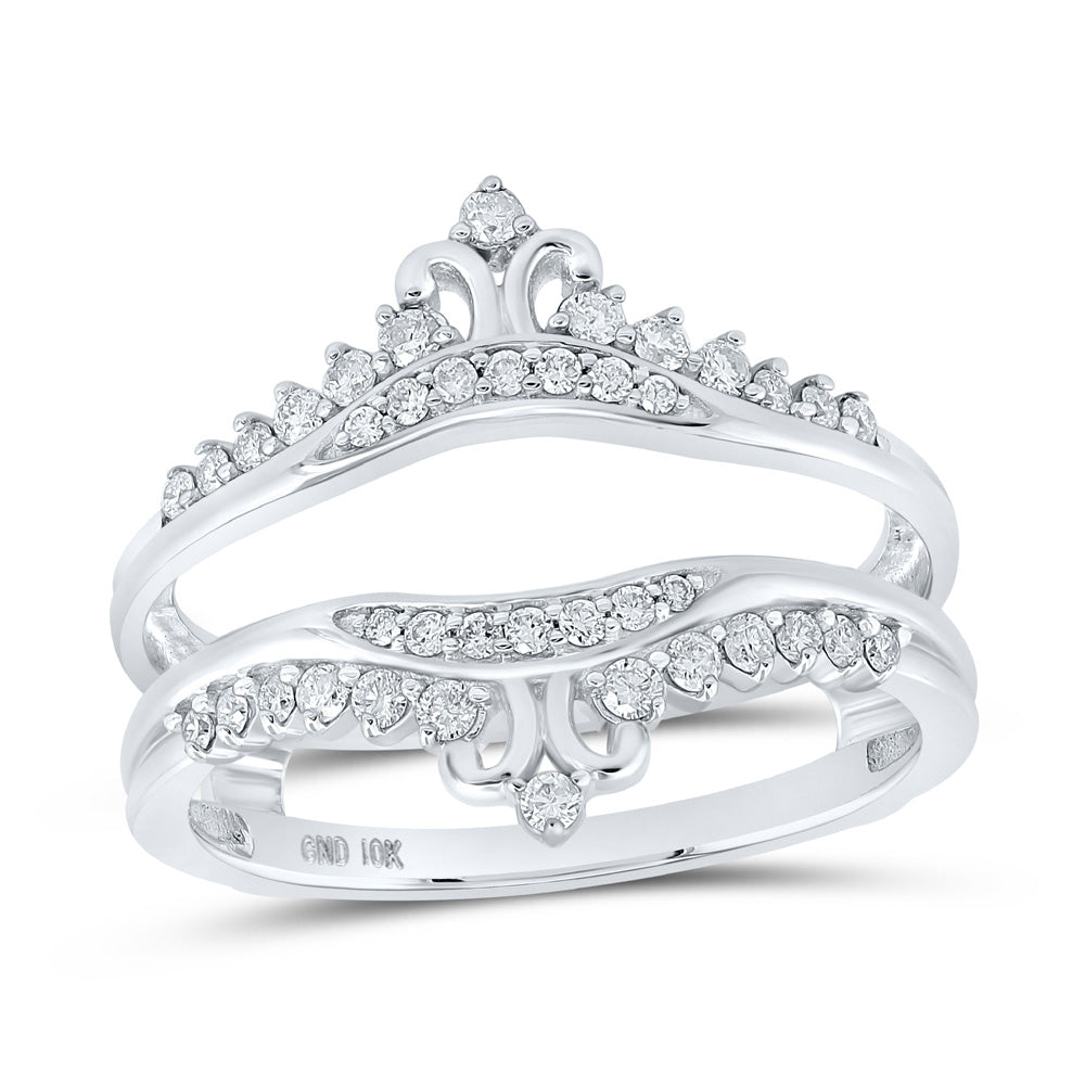 10kt White Gold Womens Round Diamond Wrap Enhancer Wedding Band 1/3 Cttw