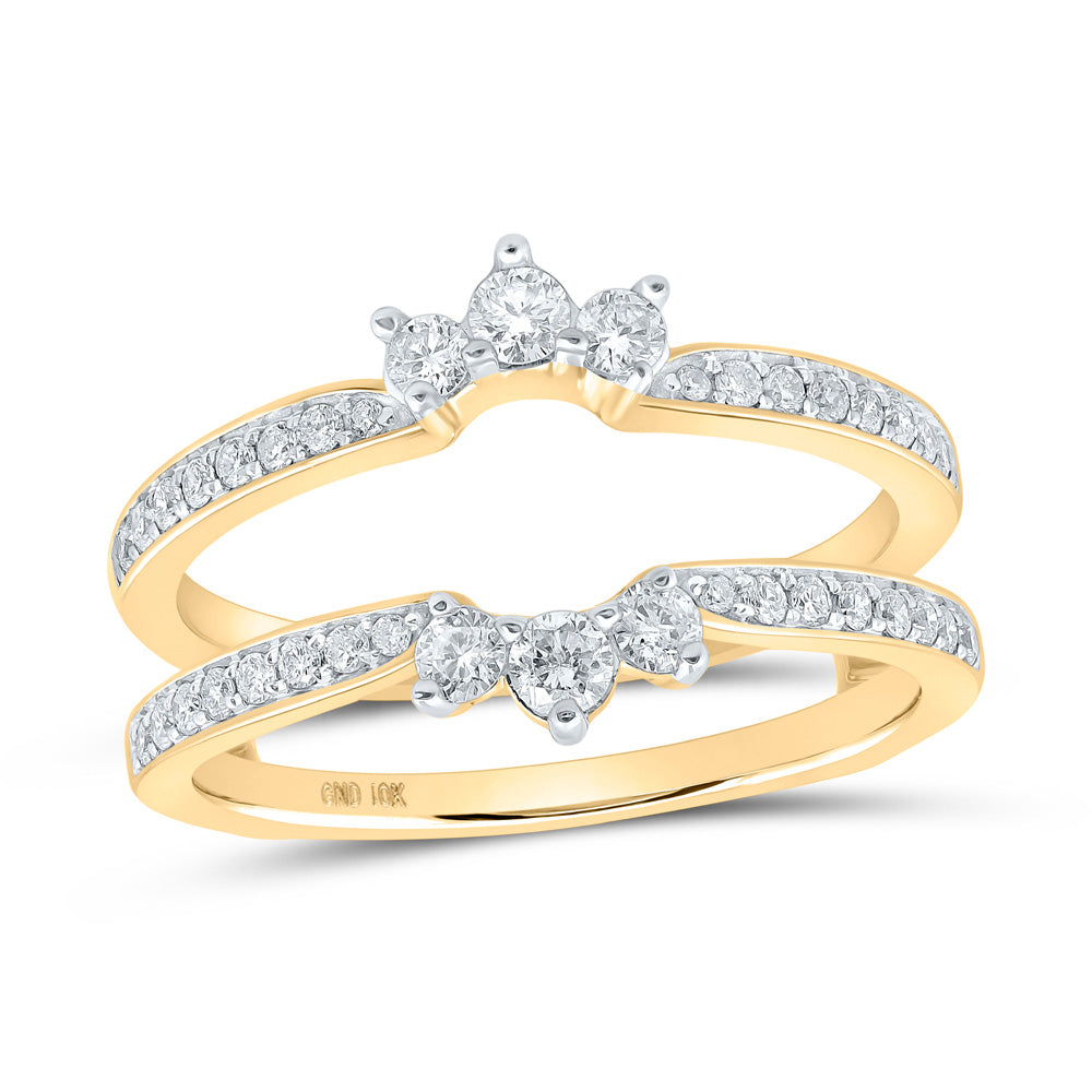 Gold Wrap Enhancer Wedding Band 1/2 Cttw Round Natural Diamond Womens (3.32 grams)