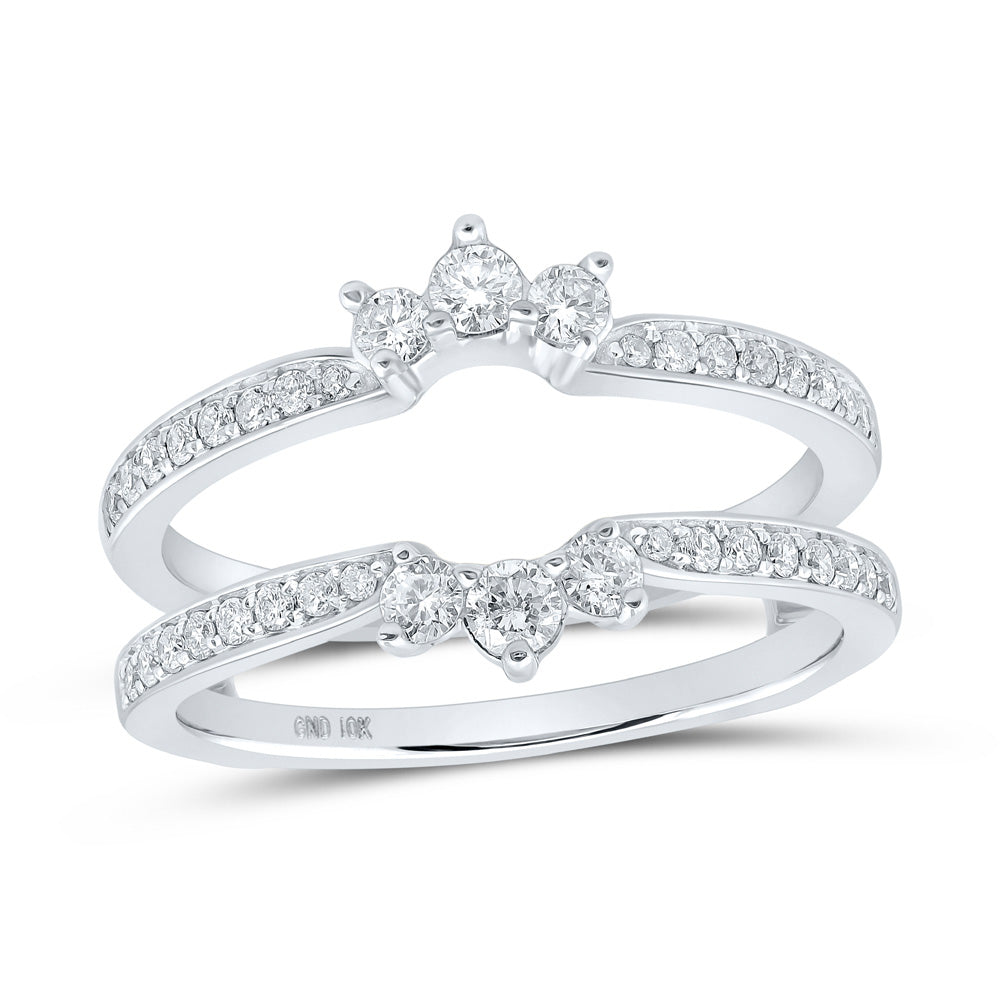 10kt White Gold Womens Round Diamond Wrap Enhancer Wedding Band 1/2 Cttw