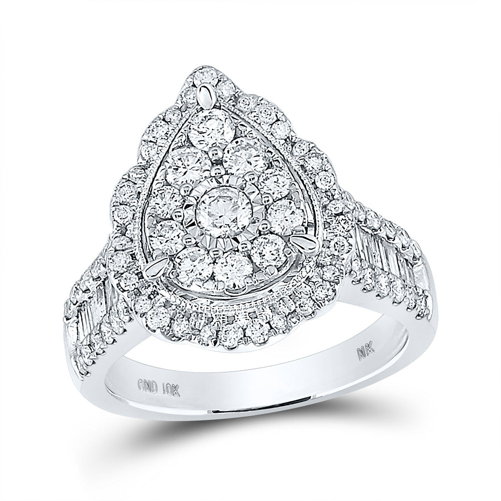 Gold Teardrop Bridal Wedding Engagement Ring 1-5/8 Cttw Round Natural Diamond Womens (6.56 grams)