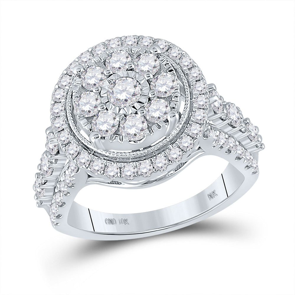 Gold Cluster Bridal Wedding Engagement Ring 1-3/4 Cttw Round Natural Diamond Womens