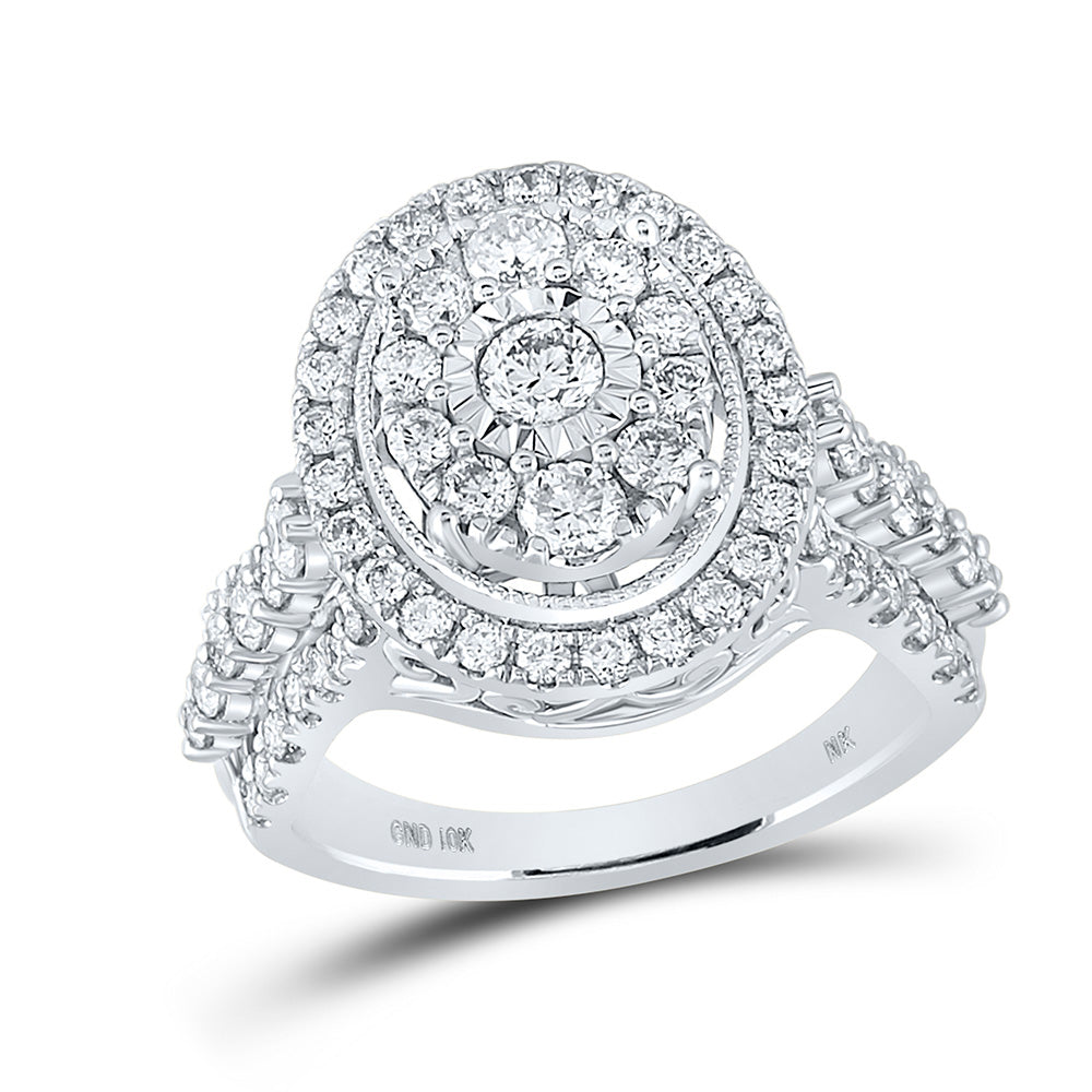 Gold Oval Bridal Wedding Engagement Ring 1-5/8 Cttw Round Natural Diamond Womens