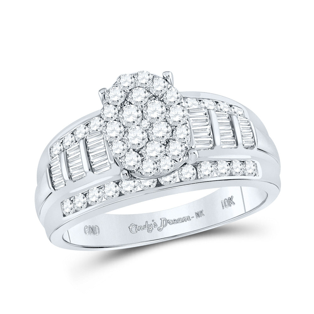 Gold Oval Cluster Bridal Wedding Engagement Ring 1 Cttw Round Natural Diamond Womens (4.21 grams)