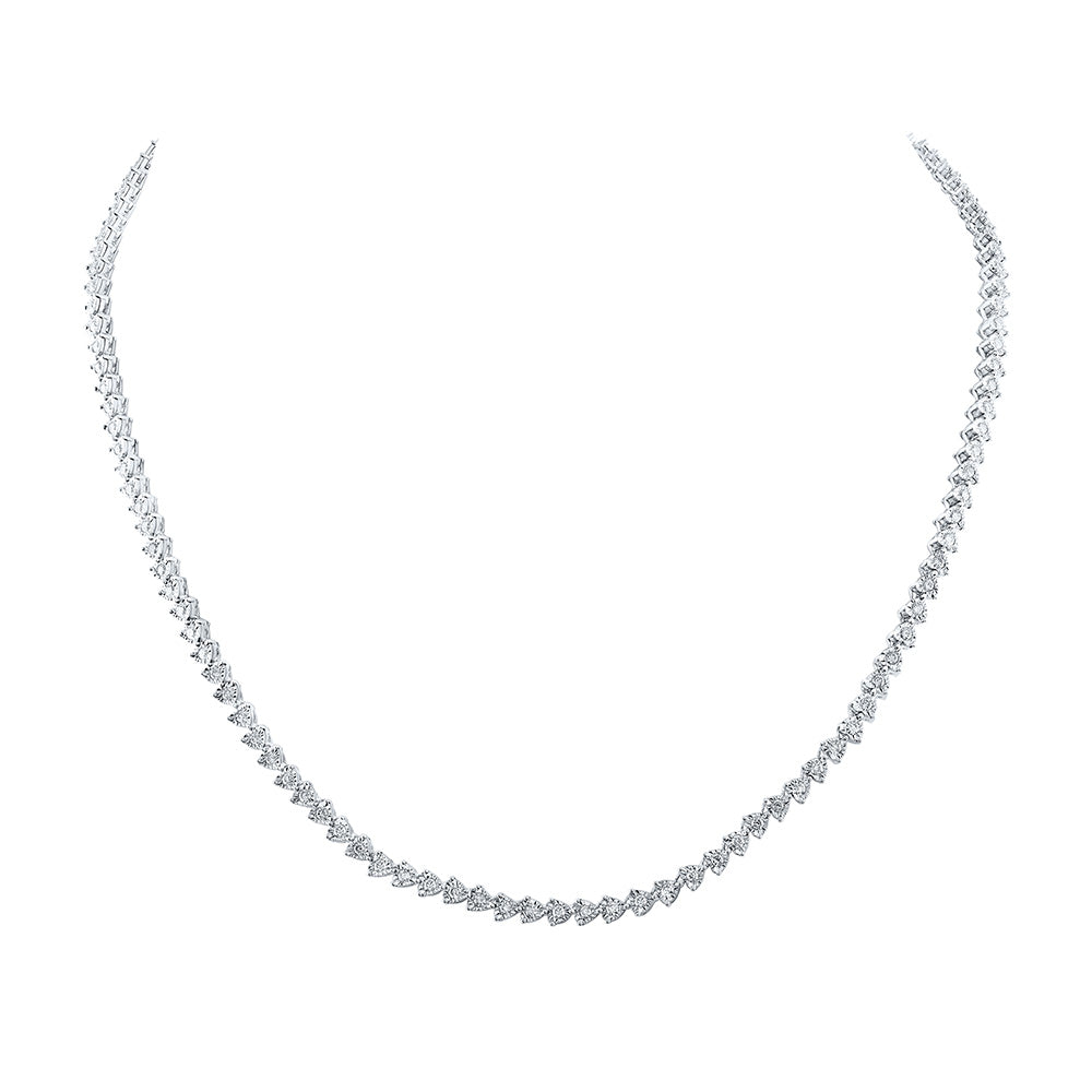 Gold 18-inch Heart Link Necklace 2 Cttw Round Natural Diamond Womens (15.37 grams)