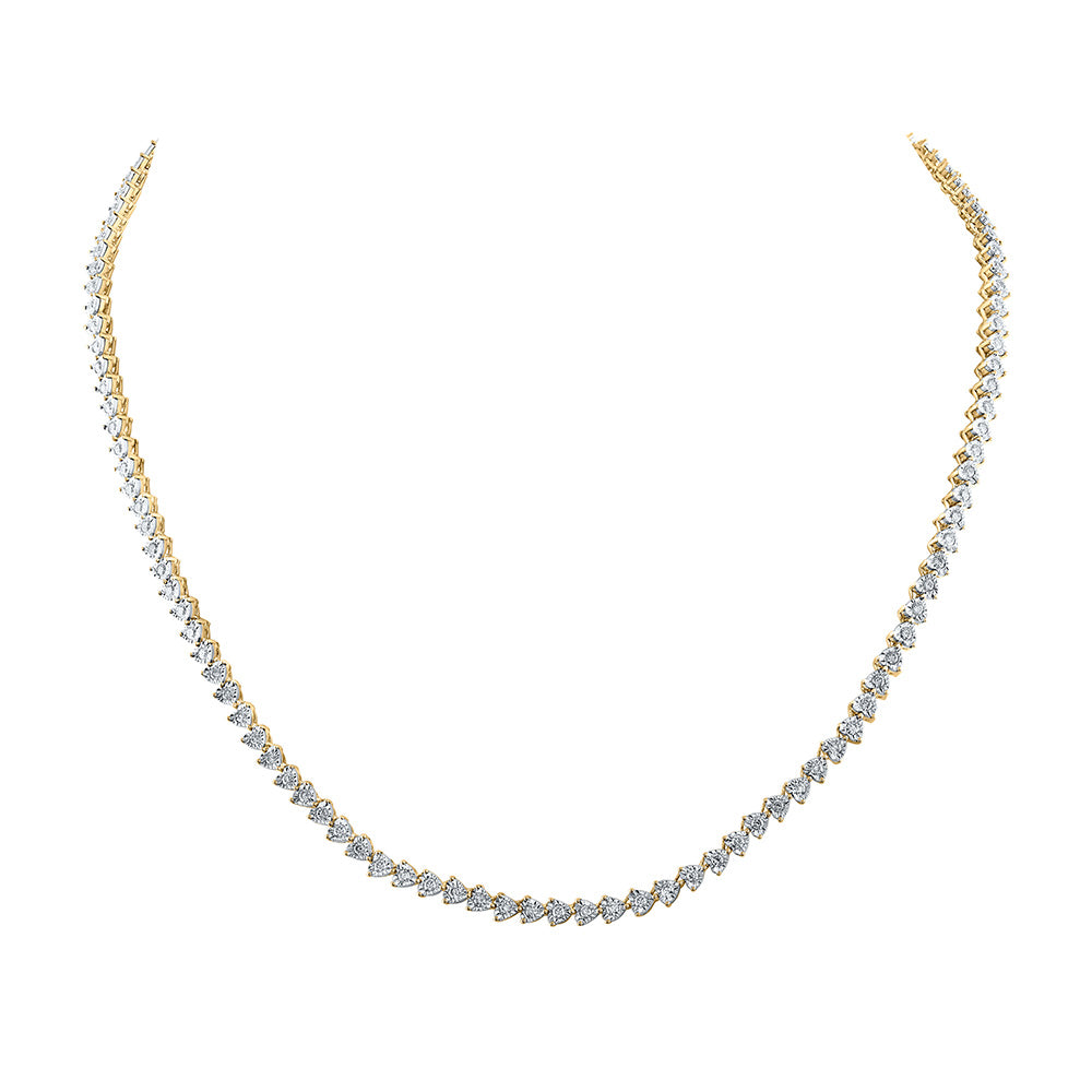 Gold Heart 18-inch Link Necklace 2-1/3 Cttw Round Natural Diamond Womens