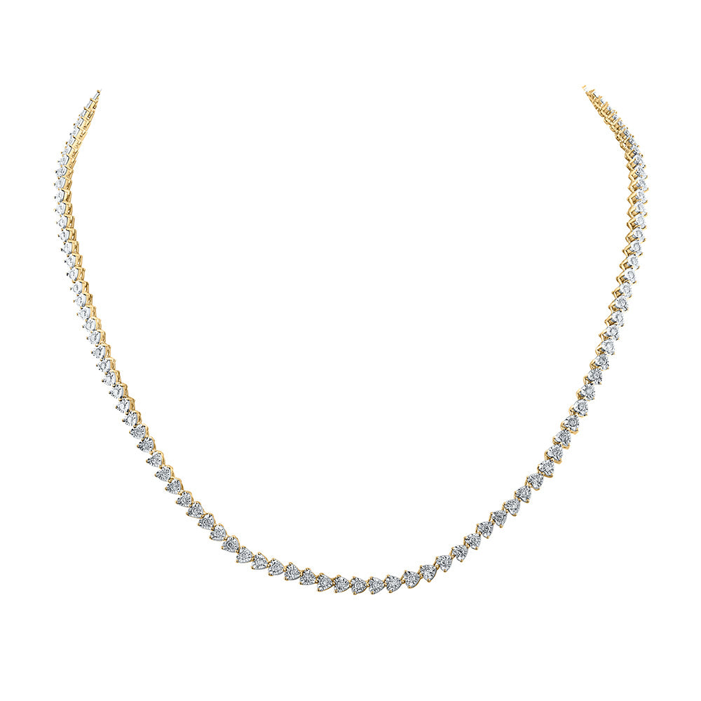 Gold Heart 18-inch Link Necklace 2-1/3 Cttw Round Natural Diamond Womens (17.04 grams)