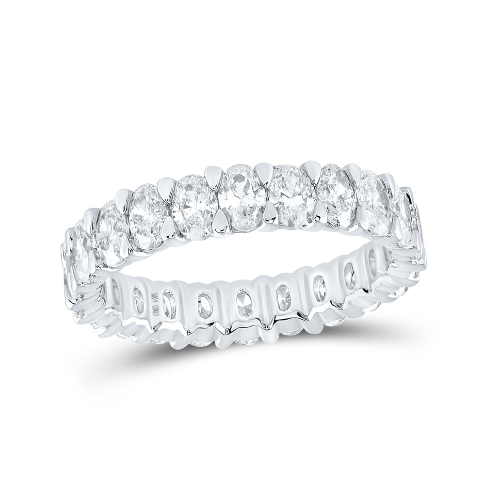 14kt White Gold Womens Oval Diamond Eternity Wedding Band 3-1/4 Cttw