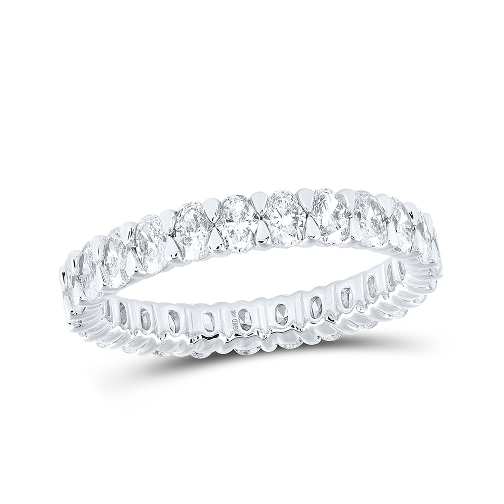 Gold Eternity Wedding Band 2 Cttw Oval Natural Diamond Womens (2.38 grams)