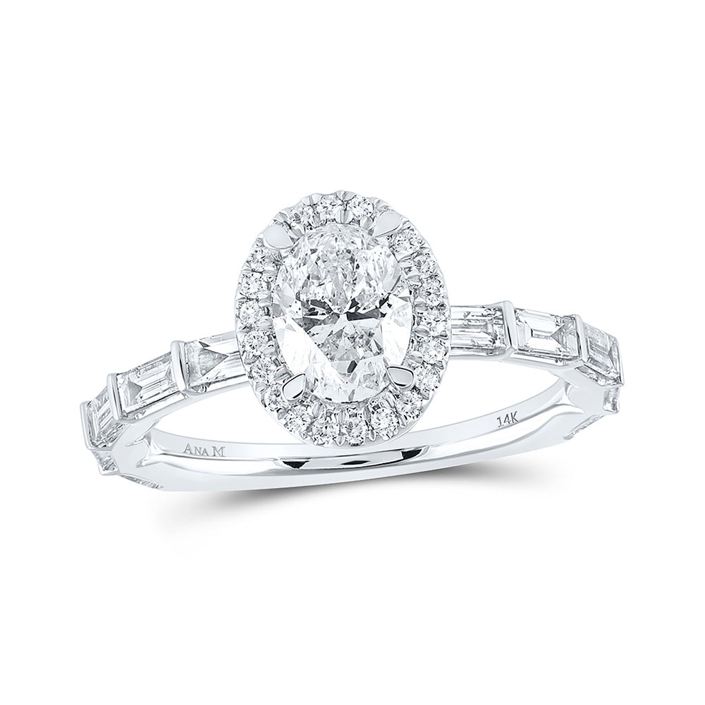 14kt White Gold Oval Diamond Halo Bridal Wedding Engagement Ring 2 Cttw